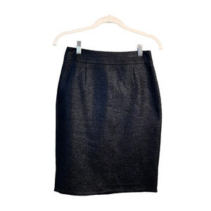 Banana Republic‎ Black Metallic Slim Pencil Skirt Womens Size 2 Petite Workwear
